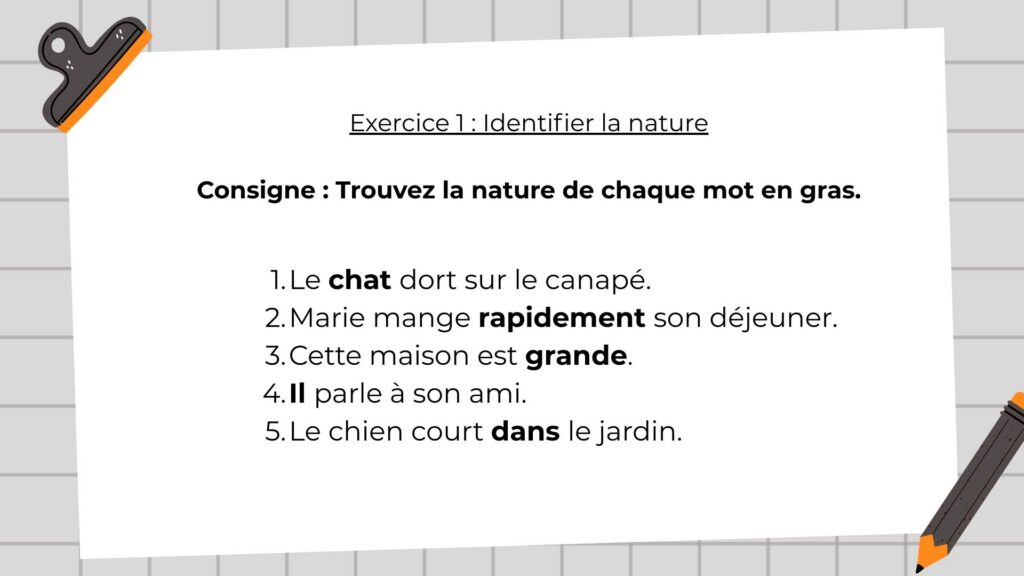 l'exercice est sur un fond d'image.
en arrière-plan une feuille avec un grand quadrillage
puis une feuille blanche est collée par-dessus, contenant le texte de l'exercice
la feuille blanche est épinglée dans le coin en haut à gauche
dans le coin en bas à droite, il y a un crayon